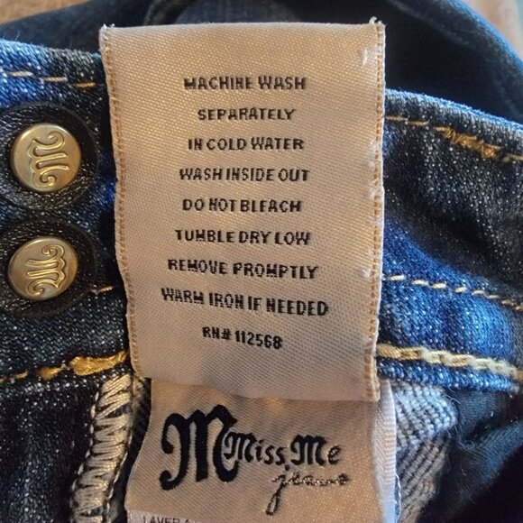 Miss Me Dark Blue Boot Cut Denim Blue Jeans Size 27 - Picture 9 of 11